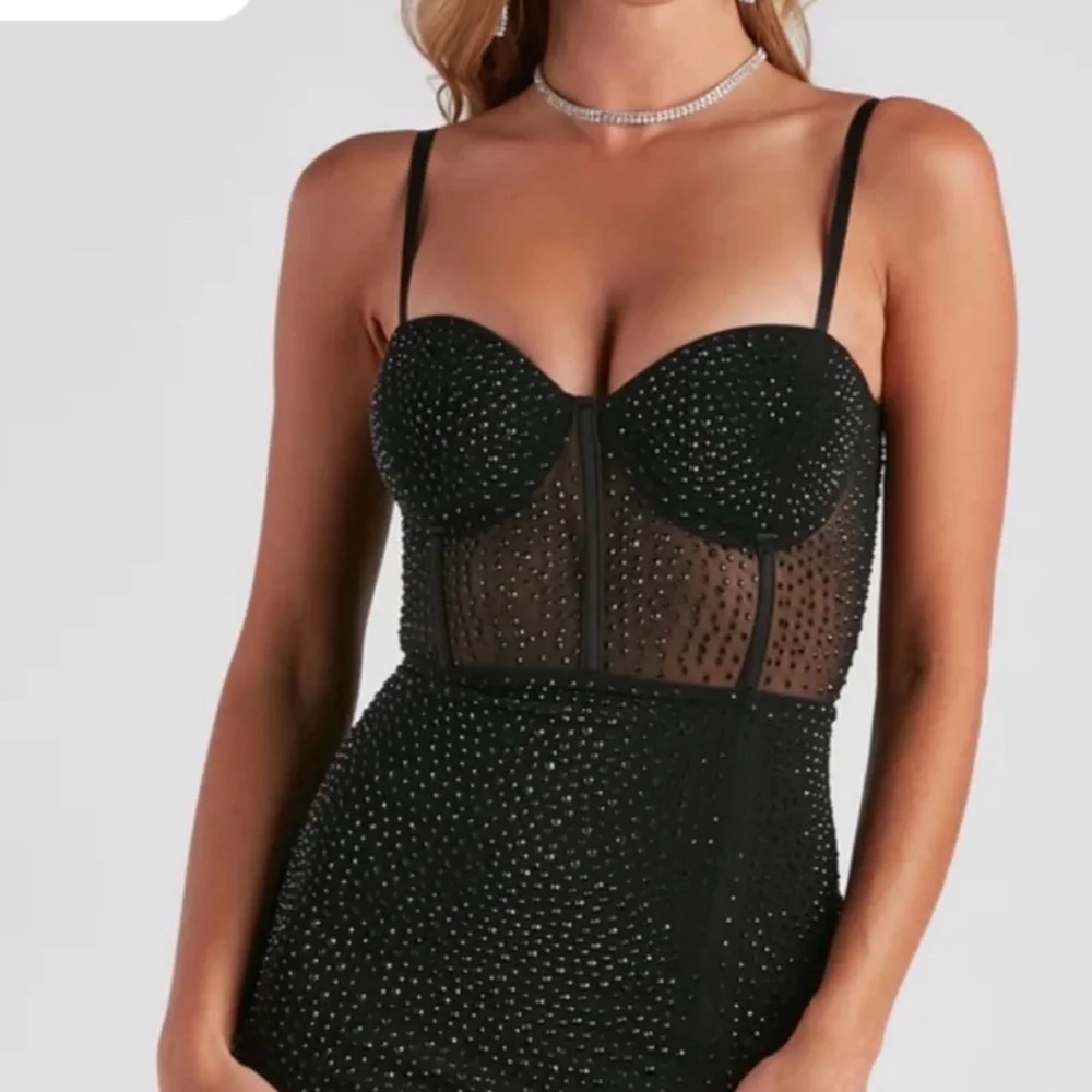 Taylor Corset Rhinestone Mesh Formal Dress size S - Picture 4 of 9